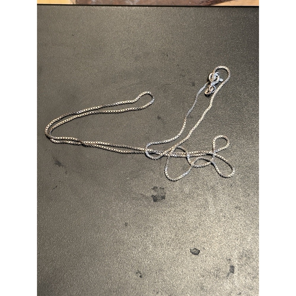 Delicate 925 Sterling Silver Thin Link Chain Necklace 20in Clasp Signed Italy